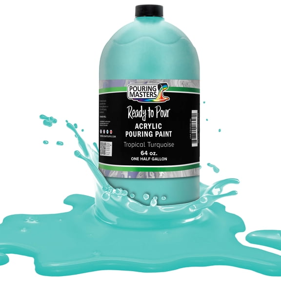 Pouring Masters Tropical Turquoise Acrylic Ready to Pour Pouring Paint - Premium 64-Ounce Pre-Mixed Water-Based