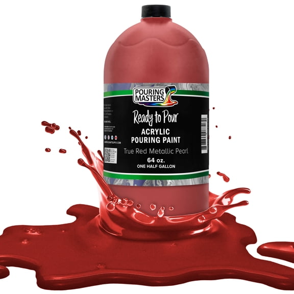 Pouring Masters True Red Metallic Pearl Acrylic Ready to Pour Pouring Paint – Premium 64-Ounce Pre-Mixed Water-Based
