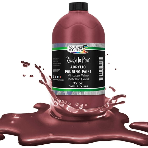 Pouring Masters Vintage Wine Metallic Pearl Pouring Paint - Premium 32 Ounce Pre-Mixed Water-Based