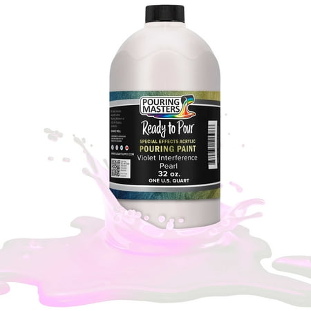 Pouring Masters Violet Interference Pearl Special Effects Pouring Paint - Quart Bottle - Acrylic Ready to Pour Pre-Mixed Water Based for Canvas, Wood, Paper, Crafts, Tile, Rocks and More