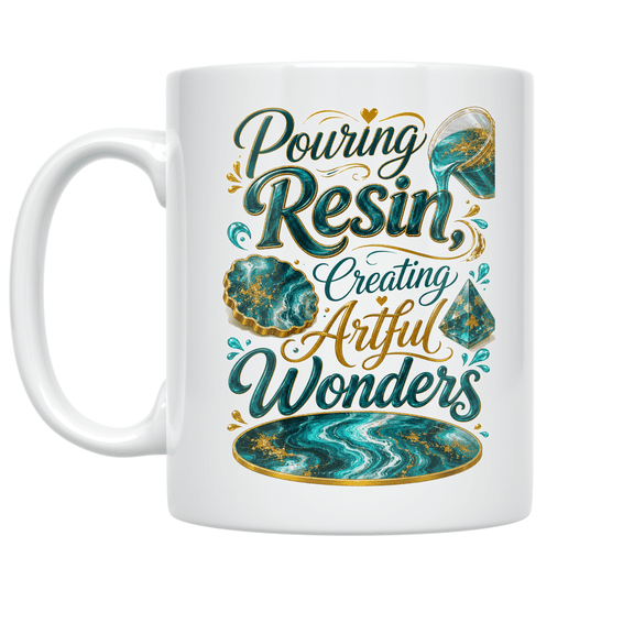 Pouring Resin Creating Artful Wonders - DIY Resin Art Enthusiast - 11 oz Ceramic Coffee Mug