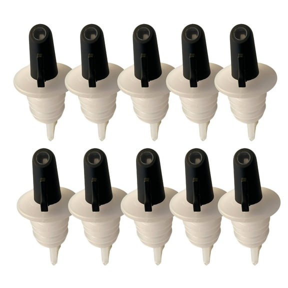 POURO Twist & Pour Resealable Bottle Pouring Spouts for Kitchen and Bar Black 10PK