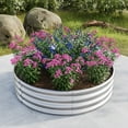 thumbnail image 1 of Galvanized Metal Planter Box, 47.24"x11.4" Tall Round Outdoor Raised Garden Bed, Backyard Patio Planter Raised Beds for Flower Herbs Fruits, Silver, 1 of 6