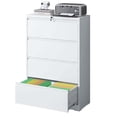 thumbnail image 1 of Pouseayar 4 Drawers Lateral Metal File Cabinet with Lock for Legal/Letter/A4/F4 Size White, 1 of 10