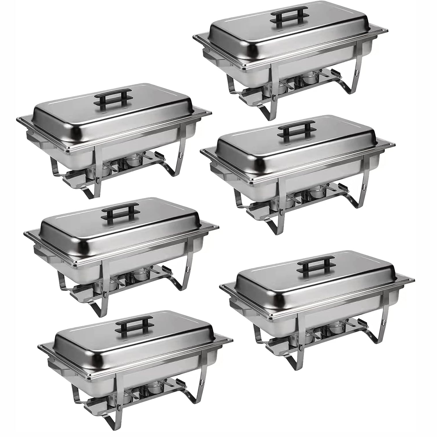 6 Pack 9 QT Stainless Steel Buffet Chafing Dish Set