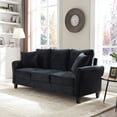 thumbnail image 1 of Pouseayar 78” Velvet Sofa Couch, 3 Seater Sofa with with 2 Pillow for Living Room Bedroom Office,Black, 1 of 8
