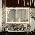 thumbnail image 1 of Pouseayar Bathroom Mirror with LED Light, 48x32" Dimmable Mirrors with Front Light & Backlit-3 Colors - Memory Function, 1 of 7