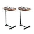 thumbnail image 1 of Pouseayar End Table Set of 2, C-Shaped Side Table, Coffee Table Sofa Couch Table for Living Room Bedroom, Brown, 1 of 7