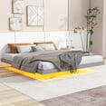 thumbnail image 1 of Pouseayar King Size Floating Bed Frame with LED Lights, Low Profile Platform Bed, Gray, 1 of 10