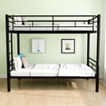 thumbnail image 1 of Pouseayar Metal Bunk Bed Frame with Built-in Ladder, High Guardrail Metal Slats, Floor Bed with Underbed Storage Space, Twin-Over-Twin, 1 of 6