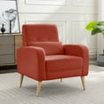 thumbnail image 1 of Pouseayar Mid-Century Modern Accent Chair, Polyester Fabric Comfy Single Sofa Chair with Metal Legs, 1 of 8