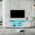 thumbnail image 1 of Pouseayar Modern Style MDF TV Stands for  80 Inch TV, White, 1 of 8