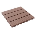 thumbnail image 1 of Pouseayar Plastic Interlocking Deck Tiles,44 Pack Patio Deck Tiles,12"x12" Square Waterproof Outdoor All Weather Use, Patio Decking Tiles for Poolside Balcony Backyard, Brown, 1 of 11