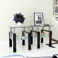 thumbnail image 1 of Pouseayar Set of 2 Modern Tempered Glass Coffee Table 2-Tier End Table, Square Side Table for Living Room, 1 of 9