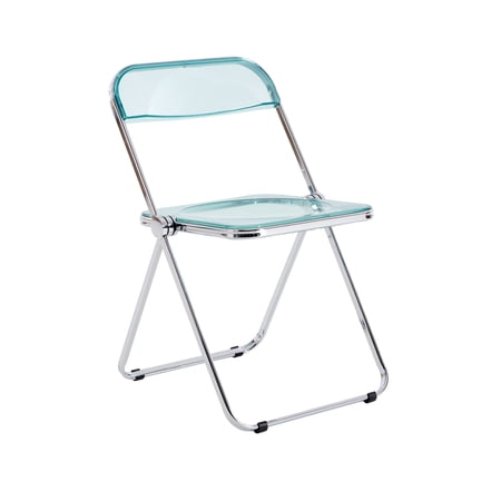 Pouseayar Transparent Clear Folding Chair PC Plastic Living Room Seat Chrome Frame