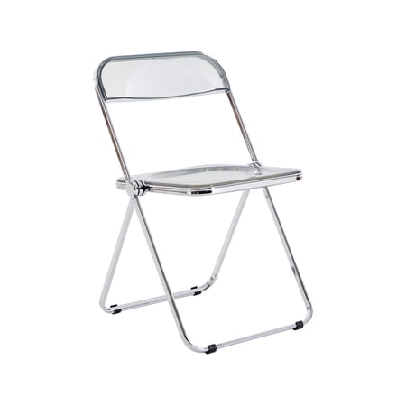 Pouseayar Transparent Clear Folding Chair PC Plastic Living Room Seat Chrome Frame