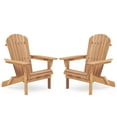 thumbnail image 1 of Pouseayar Wooden Outdoor Folding Adirondack Chair Set of 2, Brown, 1 of 9