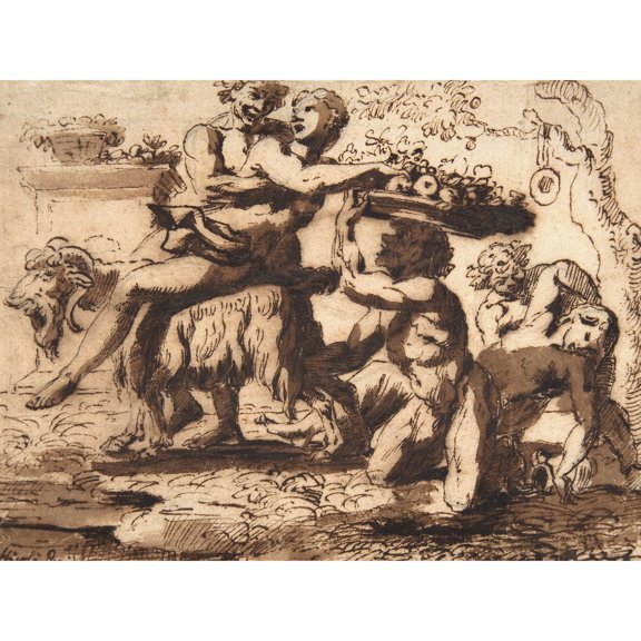 Poussin Bacchanalia Bacchanal Celebration Drawing Extra Large XL Wall Art Poster Print