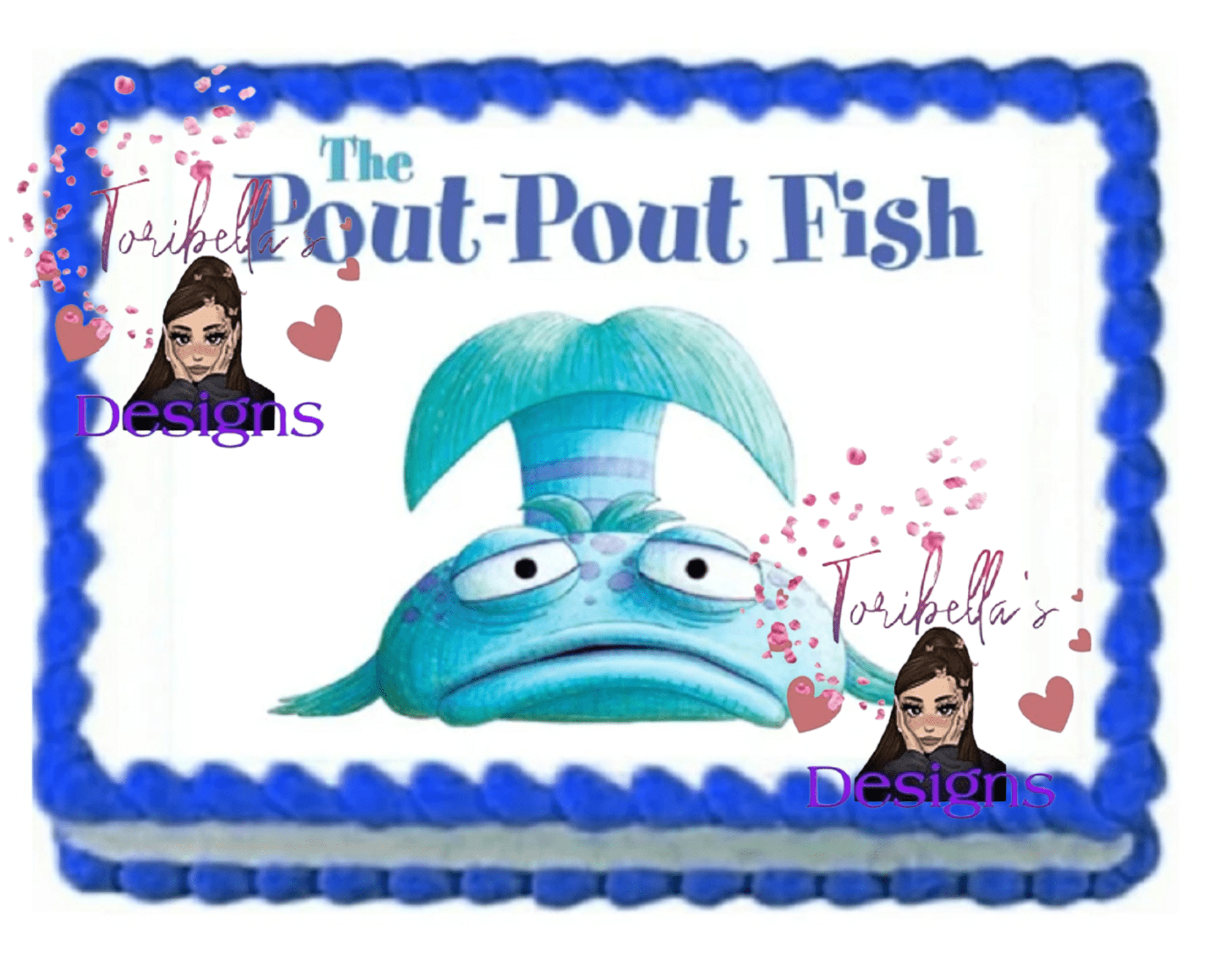 Pout Pout Fish Image Edible Cake Topper Frosting Sheet, Size: 10 x 8, Blue