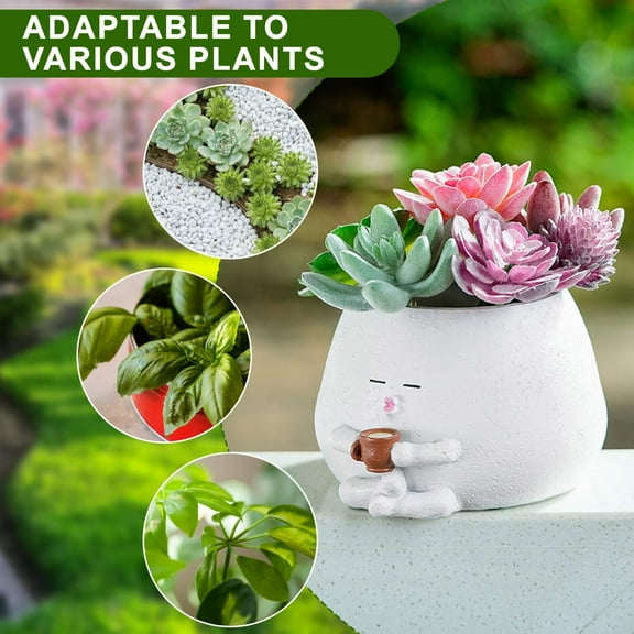 Pouting Flower Pot Rocking Chair Planter for Succulents, Indoor Outdoor Decorative Resin Planter with Drainage Hole, Unique Garden Decor, Whimsical Gift for Plant Lovers, 12.5x14x8.5cm