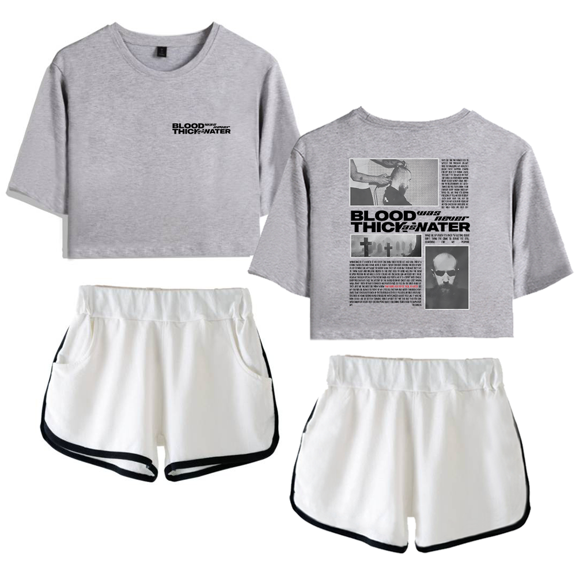 Pouya Merch Album Crop Top T-shirt Women Girls Fashion Short Sleeve Graphic Suits