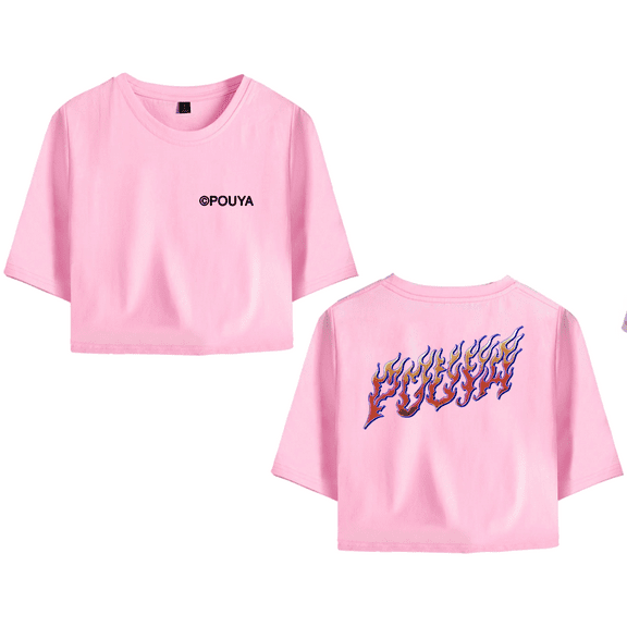 Pouya Merch Logo Crop Top T-shirt Women Girls Fashion Short Sleeve Streetwear Graphic Tees