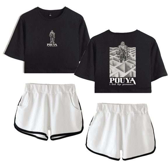 Pouya Merch Pressure Crop Top T-shirt Women Girls Fashion Short Sleeve Graphic Suits