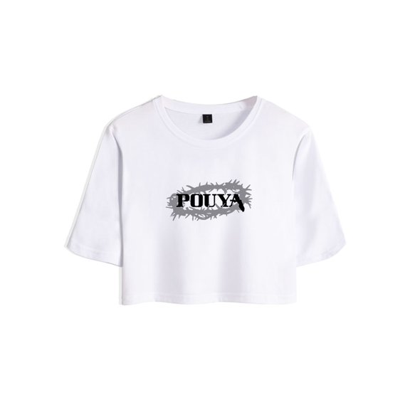 Pouya Merch Thorn Logo Crop Top T-shirt Women Girls Short Sleeve Streetwear Graphic Tees