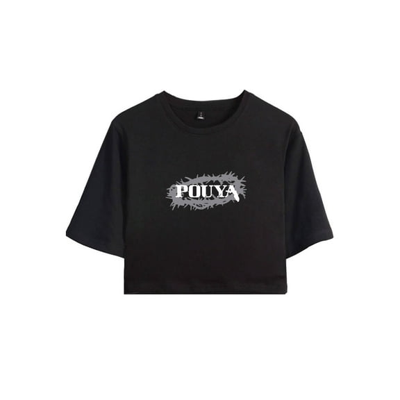 Pouya Merch Thorn Logo Crop Top T-shirt Women Girls Short Sleeve Streetwear Graphic Tees
