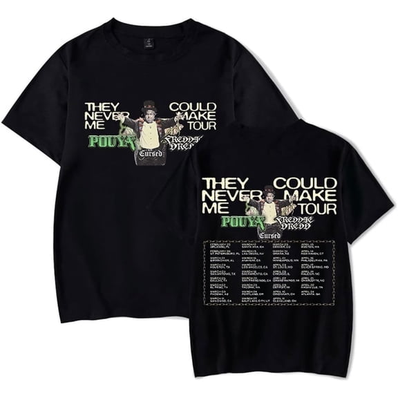 Pouya Tour 2025 Merch T-shirt men's and women's fashionable printed round neck short sleeved T-shirt top