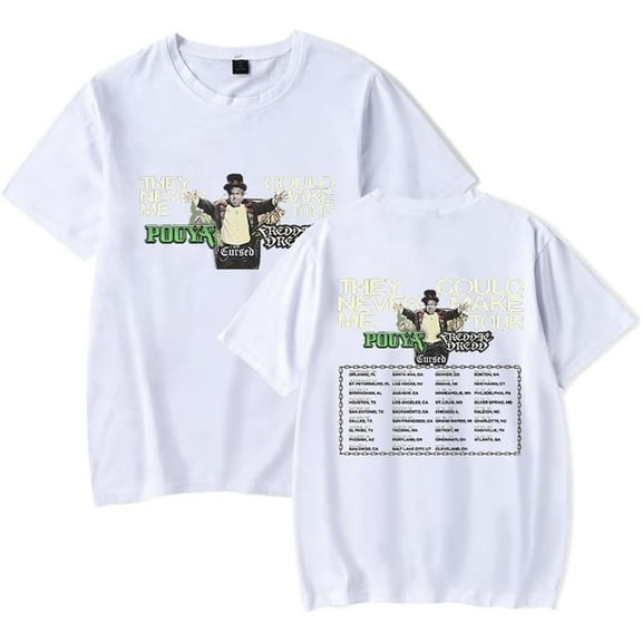 Pouya Tour 2025 Merch T-shirt men's and women's fashionable printed round neck short sleeved T-shirt top