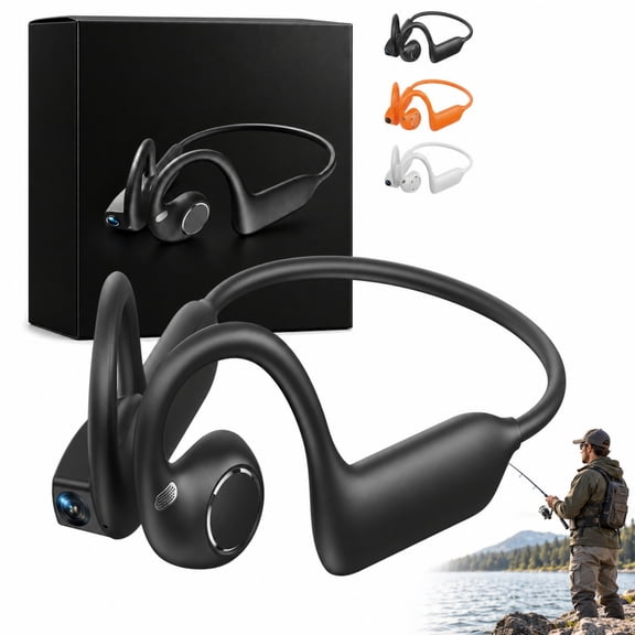 Pov Buds Bone Conduction Headphones with Camera, Povbuds, Open-Ear Headphones with Hands-Free Photo & Video Capture, Ultra-Light Secure Fit, Type-C Charging, Weather-Resistant for Fishing