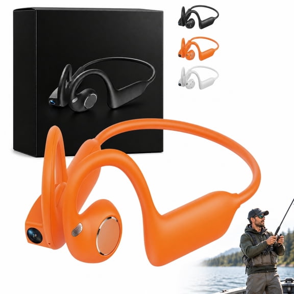 Pov Buds Bone Conduction Headphones with Camera, Povbuds, Open-Ear Headphones with Hands-Free Photo & Video Capture, Ultra-Light Secure Fit, Type-C Charging, Weather-Resistant for Fishing