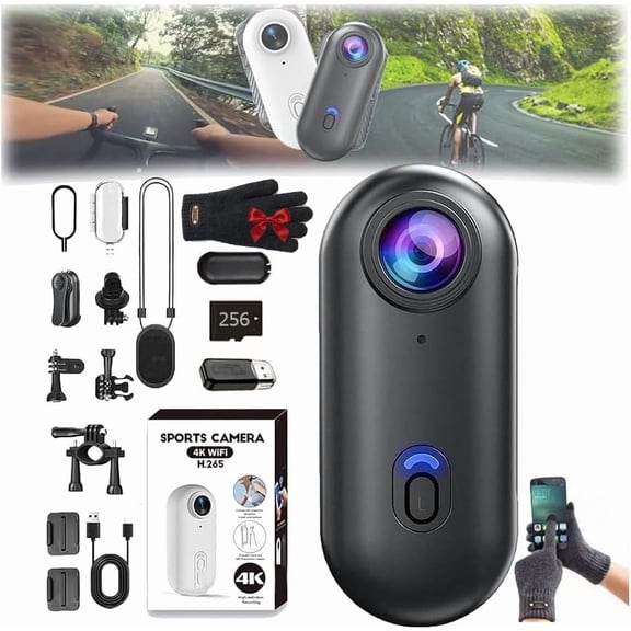 Pov Capture Pro, HD Action Cameras with Video Recording & Night Vision for Cycling, Pet Walking and Outdoors Activities, Waterproof Uhd Sports Thumb Camera (Black,High +64GB)