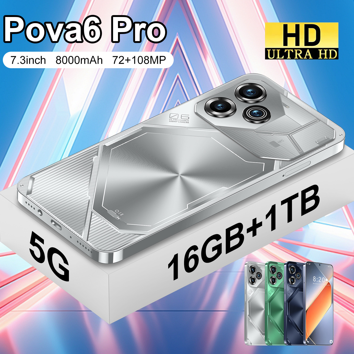 Pova6pro 6.6inch HD 16GB+1TB Android 3G smartphone