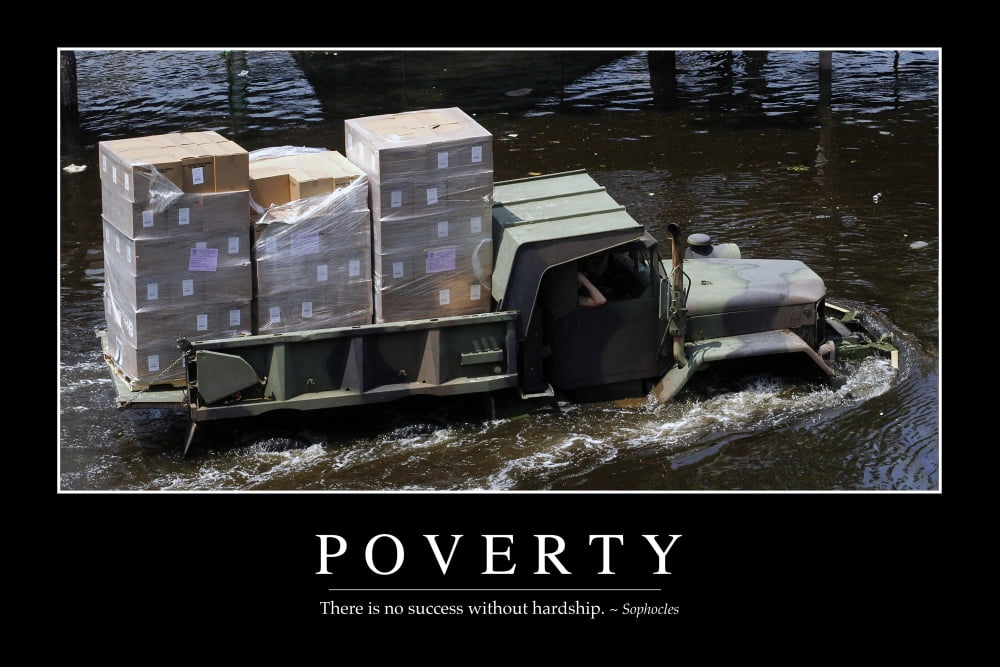 Poverty Inspirational Quote and Motivational Poster Canvas Art - Stocktrek Images (34 x 23)