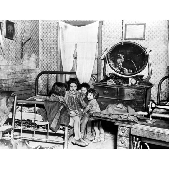 Poverty Stricken Children In A Rural Slum History (36 x 24)
