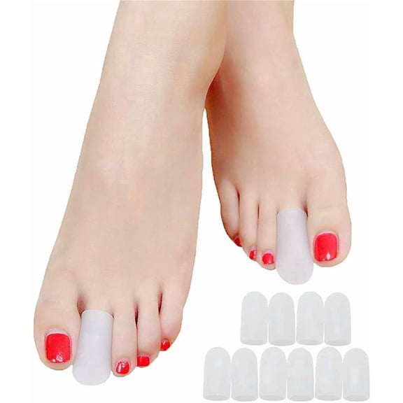Povihome 10 Pack Toe Caps, Toe Sleeves, Toe Protectors - for Middle Toe Blisters, Corns, Injured Toenails and Hammer Toe Protect