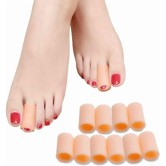 Povihome 10 Pack Toe Sleeves,Gel Toe Protectors and Separators to Protect Hammer Toe, Corn, Calluses,Blisters