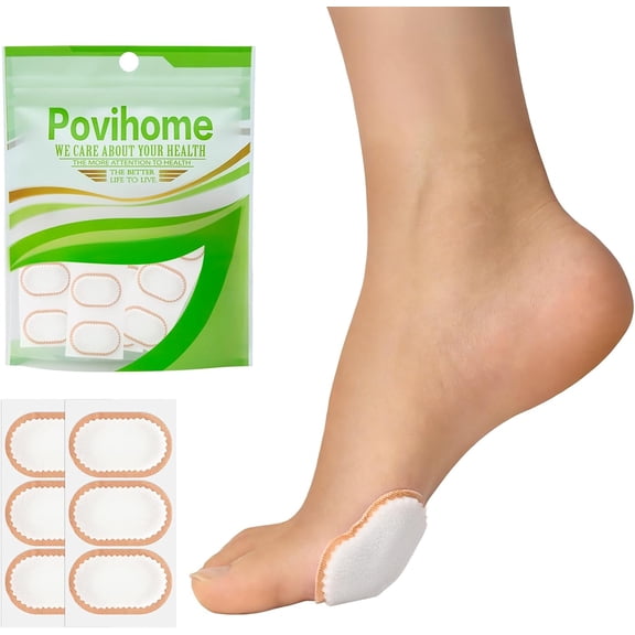 Povihome Bunion Cushion Pads for Women and Men, 30 Pcs Thick Double Layer Pain Relief Pads, Strong Adhesive for High Heels & Flat Shoes