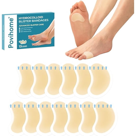 Povihome Gel Blister Bandages Blister Cushions Water Resistant Hydrocolloid 13 Count Spot Pack