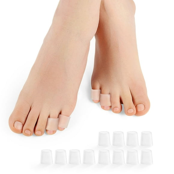 Povihome Pinky Toe Sleeves Protectors - 12 Pack Small Gel Corn Protectors - Protect Toes from Rubbing, Ingrown Toenails, Calluses, Blisters - Toe Cushions for Pain Relief (Small Size, Clear)