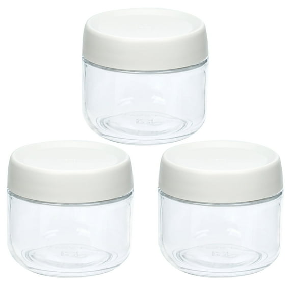 Povinmos White Glass Airtight Cereal Food Storage Jar (3 Count)