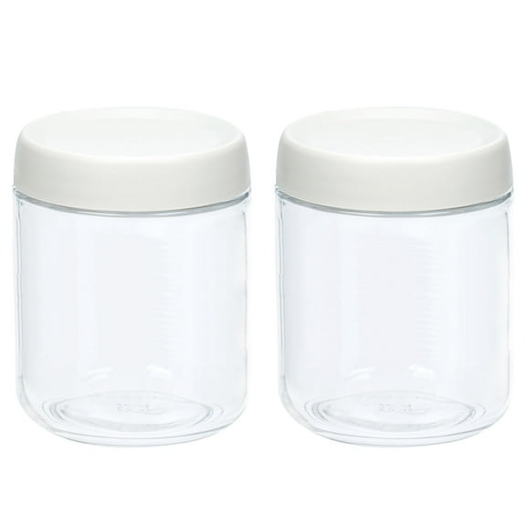 Povinmos White Glass Stackable Airtight Fruit Food Storage Jar (2 Count)