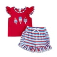 thumbnail image 1 of Povozer 4th Of July Outfits for Girls 250 Anniversary Baby Girl Comfortable Breathable Set Independence Day Cute Printed Short Sleeve Shorts Two Piece Set Size 6-12 Months,Red, 1 of 3