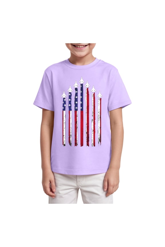 4th of July Shirts Toddler Boys Girls American Flag USA T-Shirt Kids Patriotic Tee Tops,Size 2-3 Years,Purple