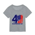 thumbnail image 1 of Povozer 4th of July T Shirts for Girls American Flag Patriotic Tees Short Sleeve Independence Day T-Shirt Tops (Gray, 2-3 Years), 1 of 3