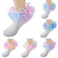 thumbnail image 1 of Povozer 5 Pairs Girls Ruffle Socks Ruffled Lace Socks for Girls Dress Socks(Multicolour,1-3Y), 1 of 7