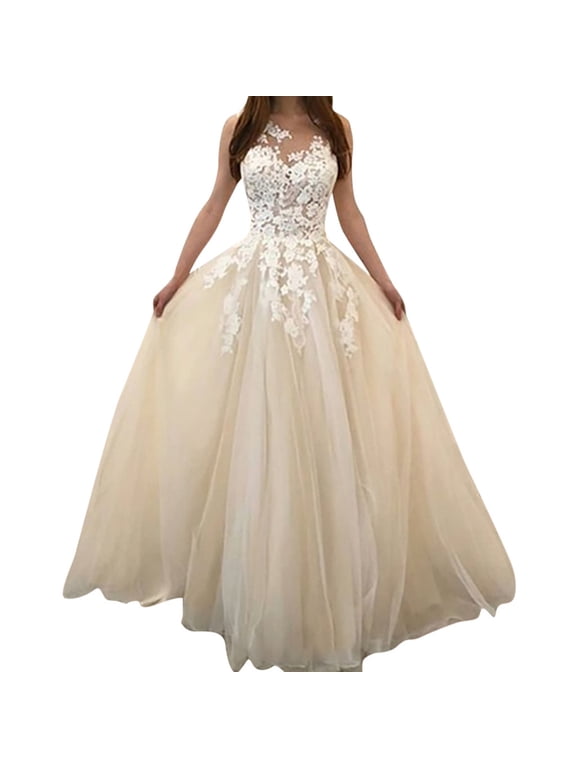 A Line Lace Appliques Wedding Dress with Slit Backless Boho Bridal Gowns(White,4XL)