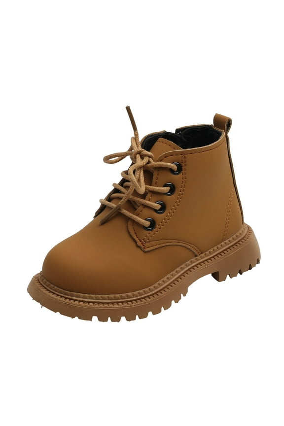 Ankle Boots for Boys Boots Kids Boys Winter Boots Ankle Boots Kids Lace up Shoes with Side Zipper for Boys(Yellow,12)